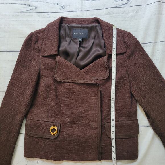 Banana Republic Size 10 Brown Tweed Blazer Retro Preppy Academic Jacket - Picture 5 of 10